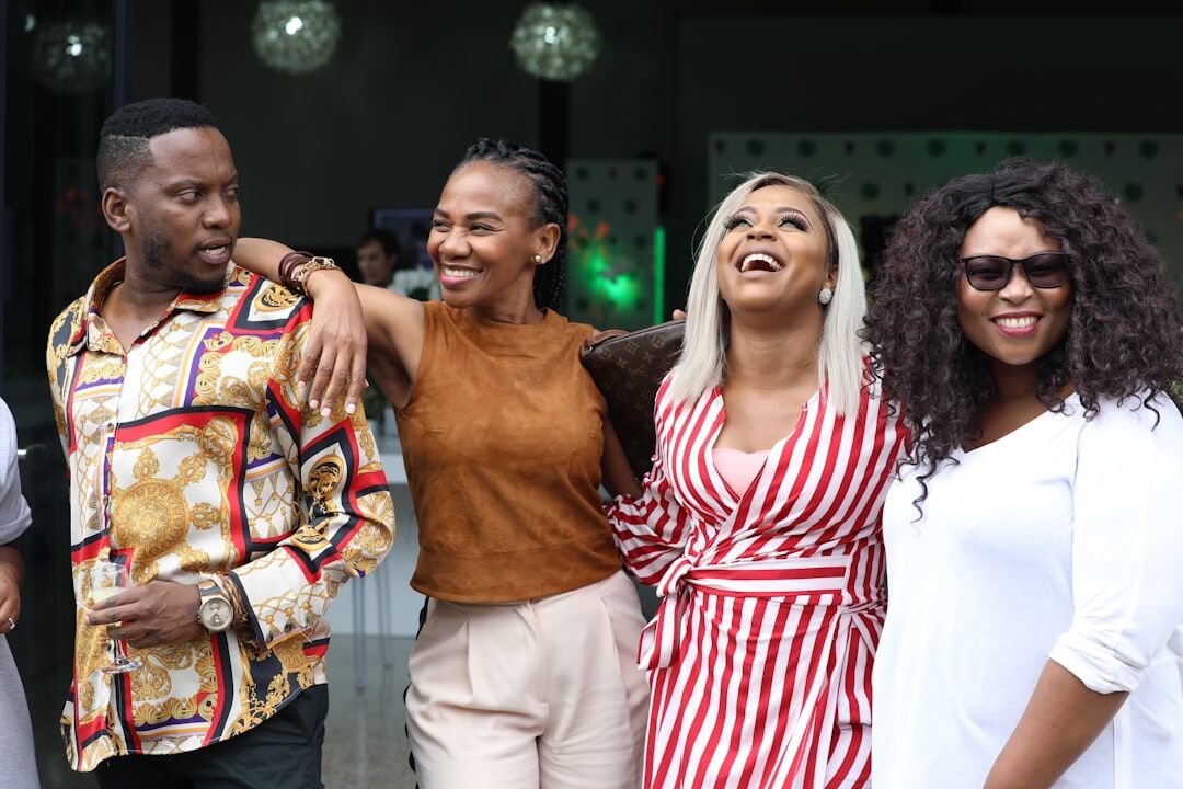 celebrity friends laughing