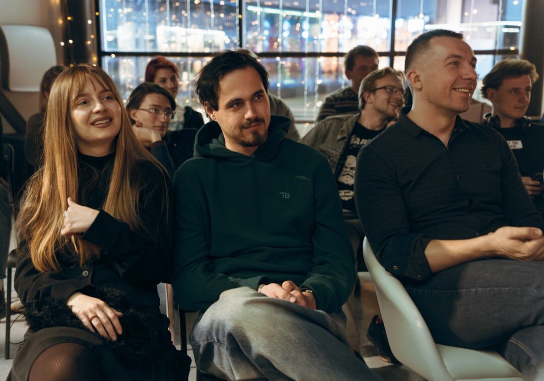 group of friends talking at event