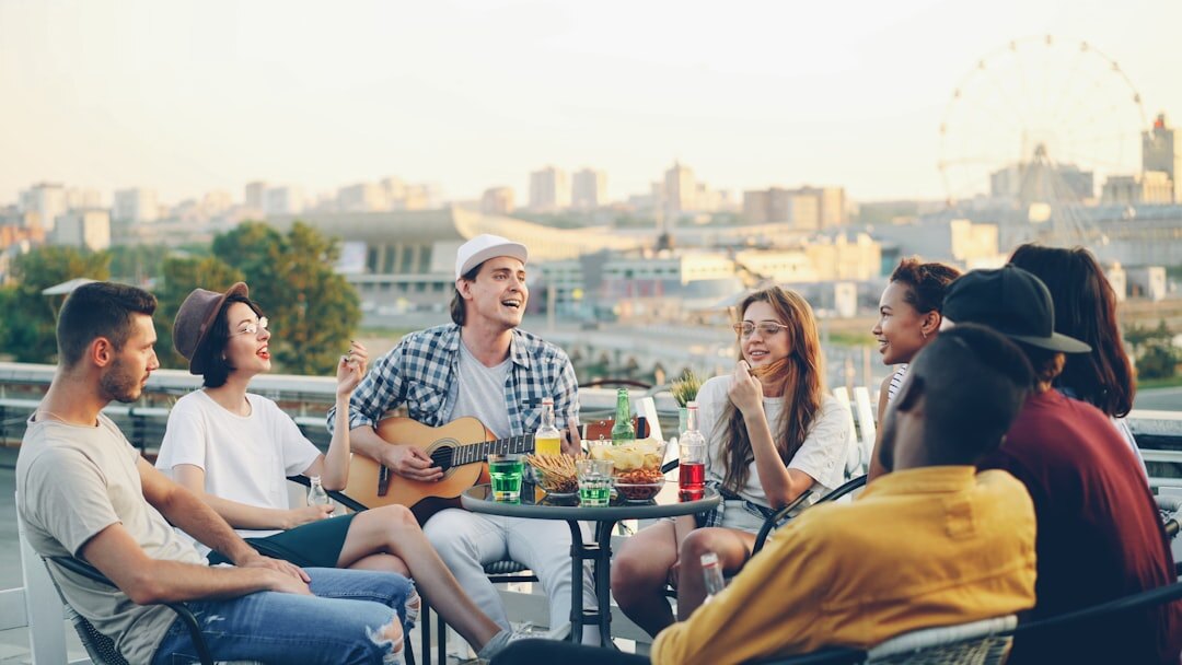 people networking at party