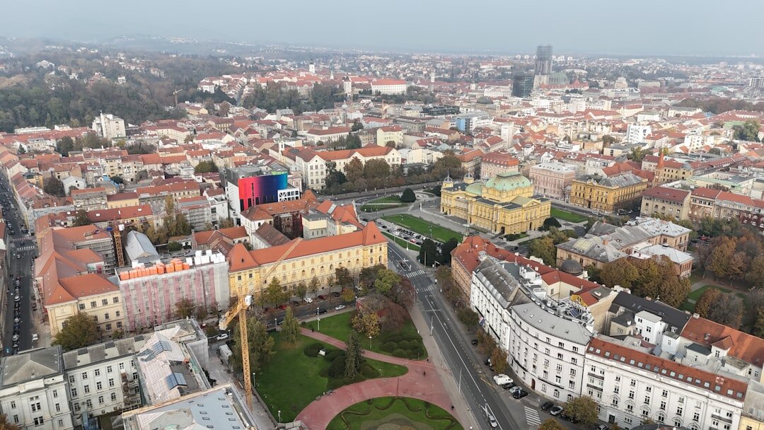 Zagreb city skyline at dusk